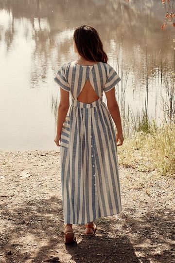 The Jane Dress | Washed Sky Stripe