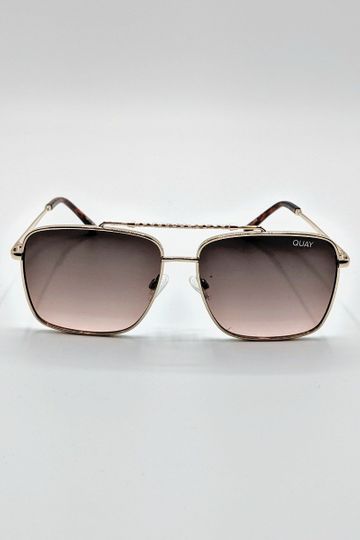 Quay Australia - Hot Take Gold/Smoke Pink Sunglasses