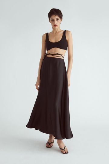 BALLERINA MAXI WRAP SKIRT BLACK