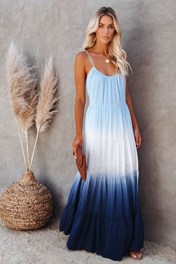 Maritime Tiered Ombre Maxi Dress