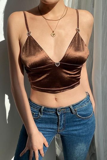 Anna Satin Heart Y2K Cami Top