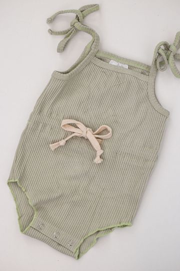 Ribbed Tie Romper - Fern Green