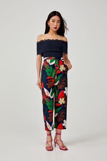 Alenka Lace Trim Off Shoulder Top