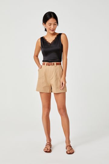 Adalyn Satin Lace Trim Camisole Top