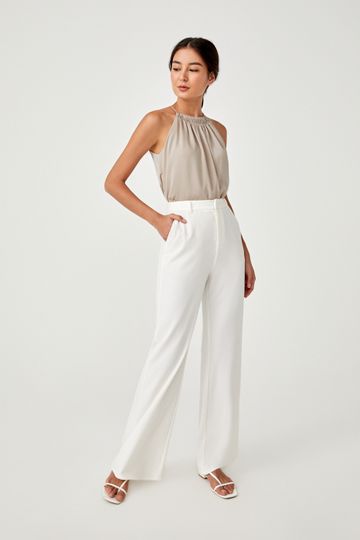Karisa Ruched Halter Neck Satin Top