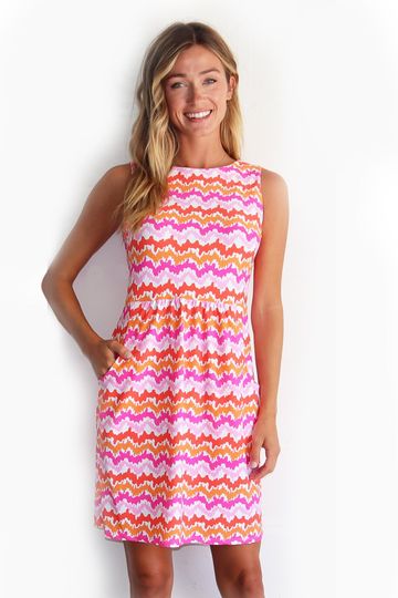 Jude Connally Mary Pat Dress - Wavy Stripe Apricot