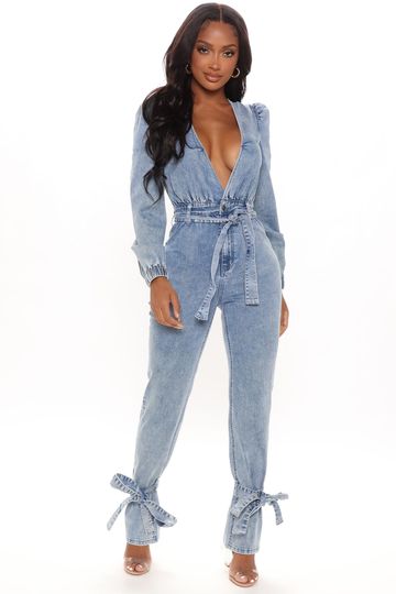 Back At It Denim Jumpsuit - Denim