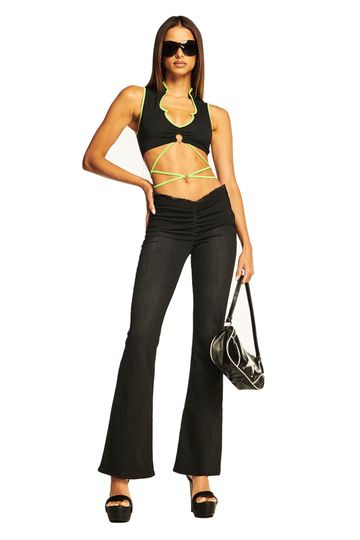 ALEXXIS TOP - BLACK W/ GREEN