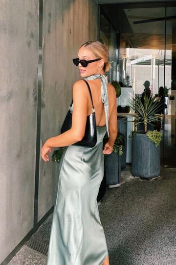 The Real Thing Bias Cut Midi Dress // Sage