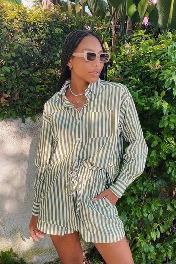 VRG GRL Beach Locals Button Front Shirt // Olive