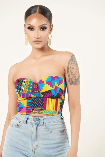 African Print Tui Patchwork Corset Top