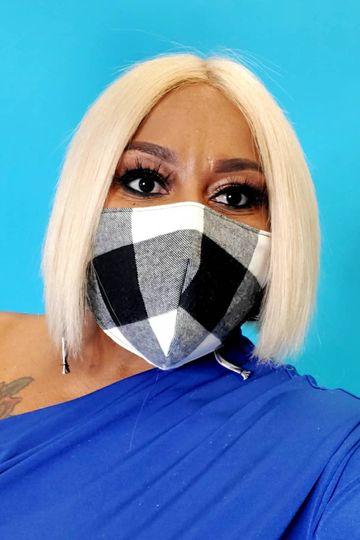 White Plaid Face Mask