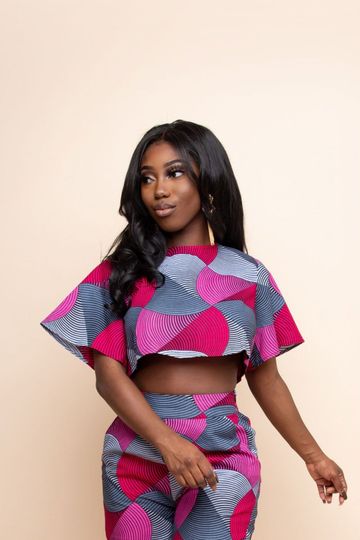 TOLANI African Print Crop Top (short sleeve)