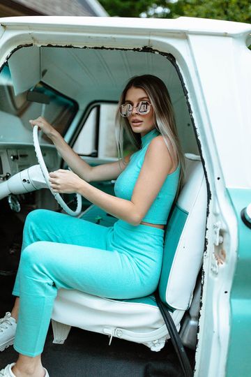 MIAMI TIFFANY BLUE KNIT PANTS