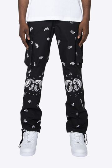 EPTM BANDANA PRINT CARGO PANTS-BLACK