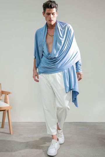 Aristotle One Sleeve Cardigan - Blue