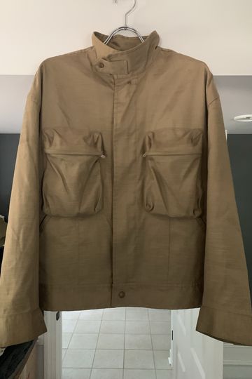 1980s Issey Miyake Chest Cargo Pockets Trucker Jacket with Center Backzip Detailing - Size L