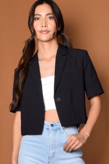 Primetime Short Sleeve Cropped Blazer