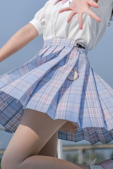 JK Uniform Pastel Blue Plaid Mini Skirt