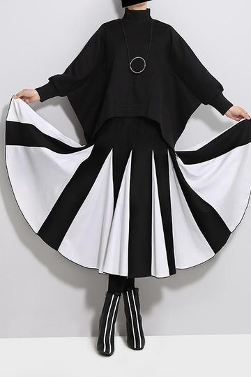 Nadab Peek Pleat Skirt - Black
