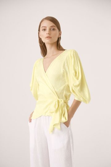 Puff Sleeve Wrap Top