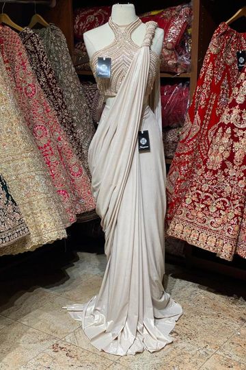 Blush Pink Pre-Stitched Saree W/ Readymade Blouse PSS-20