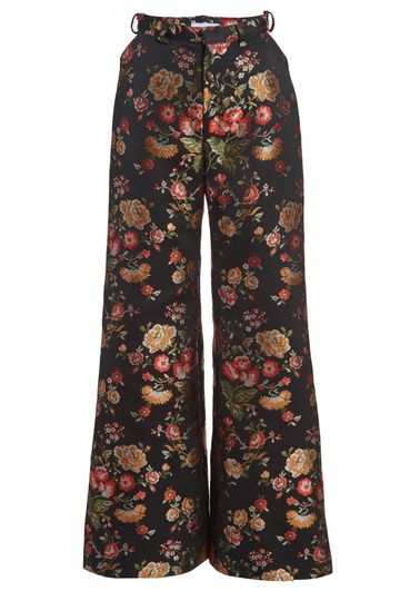 Antigone Black Floral Brocade Cut Out Pants