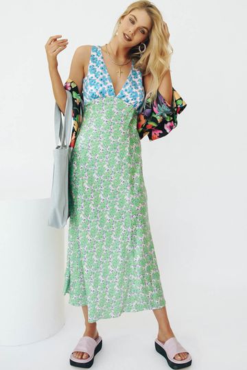 VRG GRL Postcards From Italy Bias Cut Midi Dress // Floral