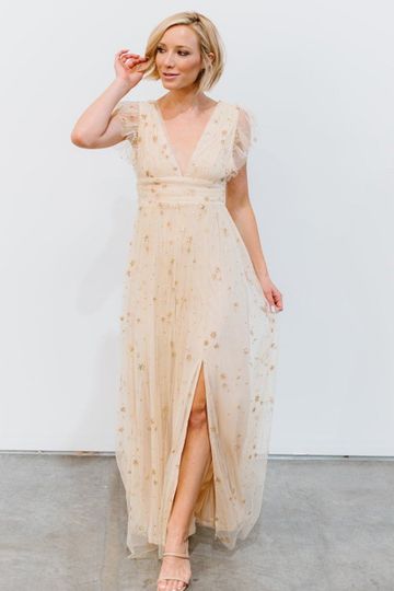 Nova Shimmer Maxi Dress | Gold