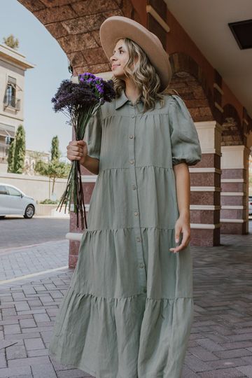 THE SERENE FOREST TIERED MAXI DRESS IN SAGE