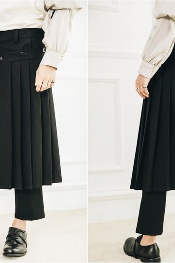 Detachable Wrap Skirt Men's Skirt Layer Suit Pants / Pleated Skirt / Sarrouel Ninja wide leg sports Casual