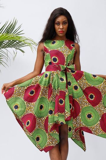 Women African Print Dresses Traditional Clothing Casual Party Dress