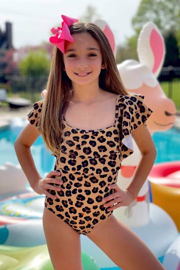 Leopard Flutter Top One Piece Swimsuit