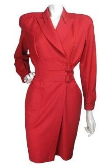 Thierry Mugler Wrap Dress 1990's Red Vintage