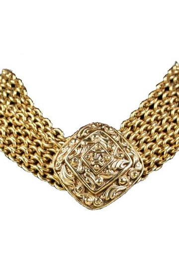 Chanel Necklace 1980's/1990's Seven Strand Chain with Logo Medalions