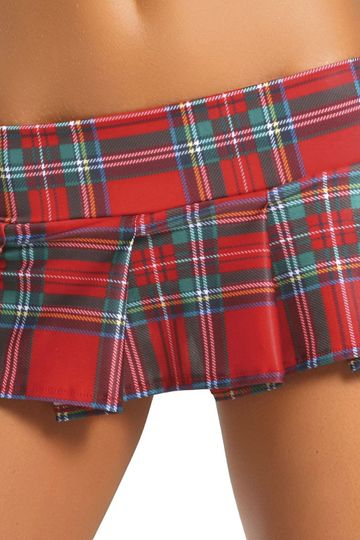 Pleated Red Plaid School Girl Skirt