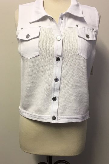 PBJ Blues WHITE Denim & Knit Sweater Vest #BL071