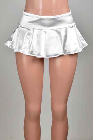 White Stretch Satin Micro Mini Skirt