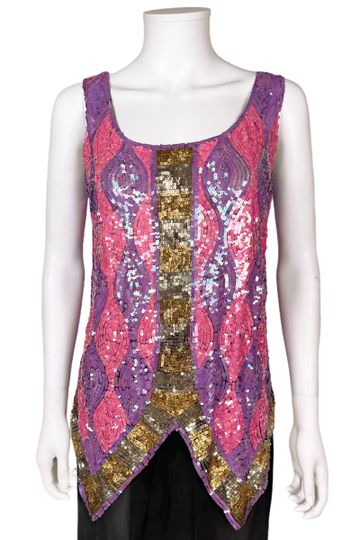 Vintage 1920s Flapper Top Sequins on Net Blouse Size S