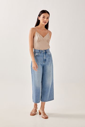 Thalia Satin V-Neck Panelled Top