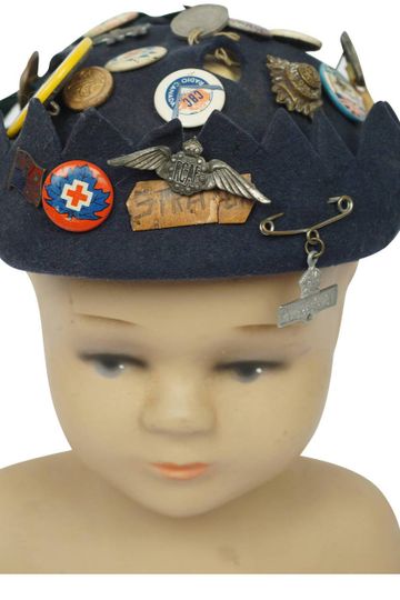 Vintage 40s Jughead Hat Whoopee Cap WWII Pinbacks