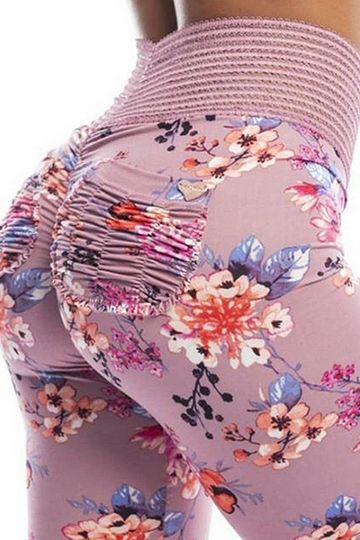 New Navy Floral Yoga Pants Teal Workout Leggings Pink Booty Scrunch Leggings