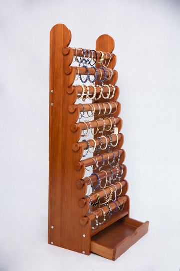 10 Tier Wood Bracelet Display Stand , Bangle Holder, Display Stand, Bracelet & Bangles Holder With Drawer For Storage