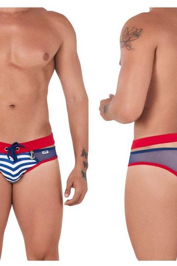 CandyMan 99501 Mesh-Stripes Bikini Color Navy-Red