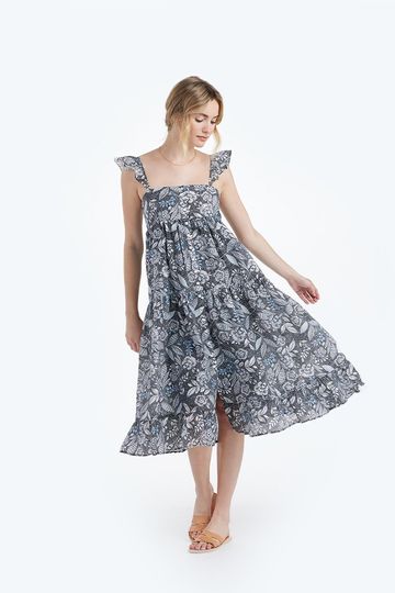 The Tiered Ruffle Midi Dress - Island Floral