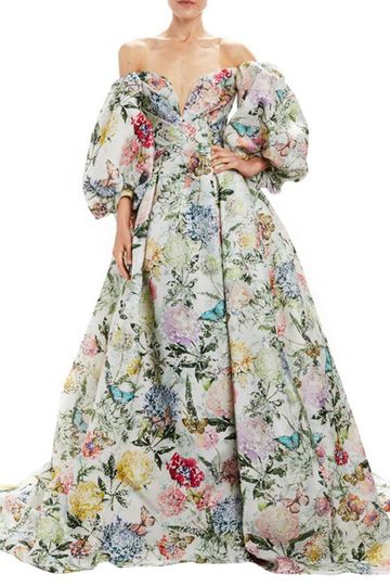 Off-the-Shoulder Puff Sleeve Gown