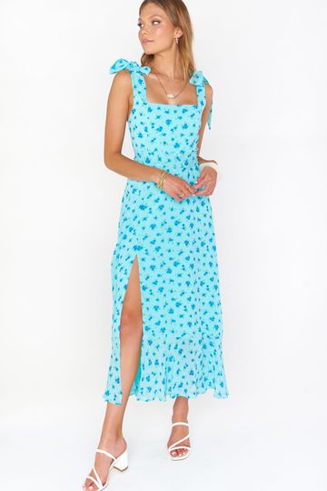Claire Midi Dress ~ Blue Ditsy