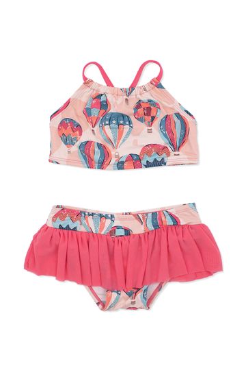 Hot Air Balloons Crop Bikini Set, peach