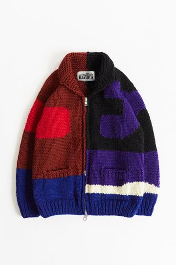 KANATA FOR 18 EAST 'SPRINGS' HAND-KNIT COWICHAN - RUST/BLACK WOOL