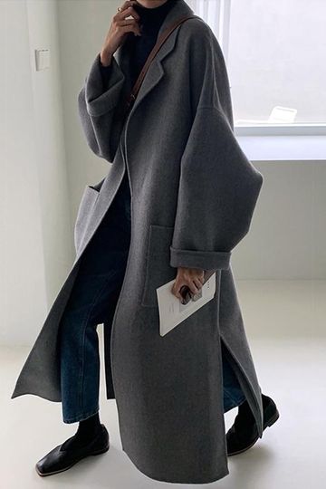 [Korean Style] Kiera Oversized Belted Long Wool Coat